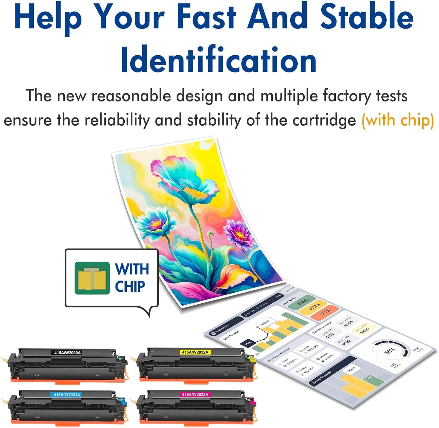 Detalle 2 de 415A/415X Toner Compatible Multipack for HP Color LaserJet Pro MFP M479/M454 (4-Pack) – Black, Cyan, Yellow, Magenta