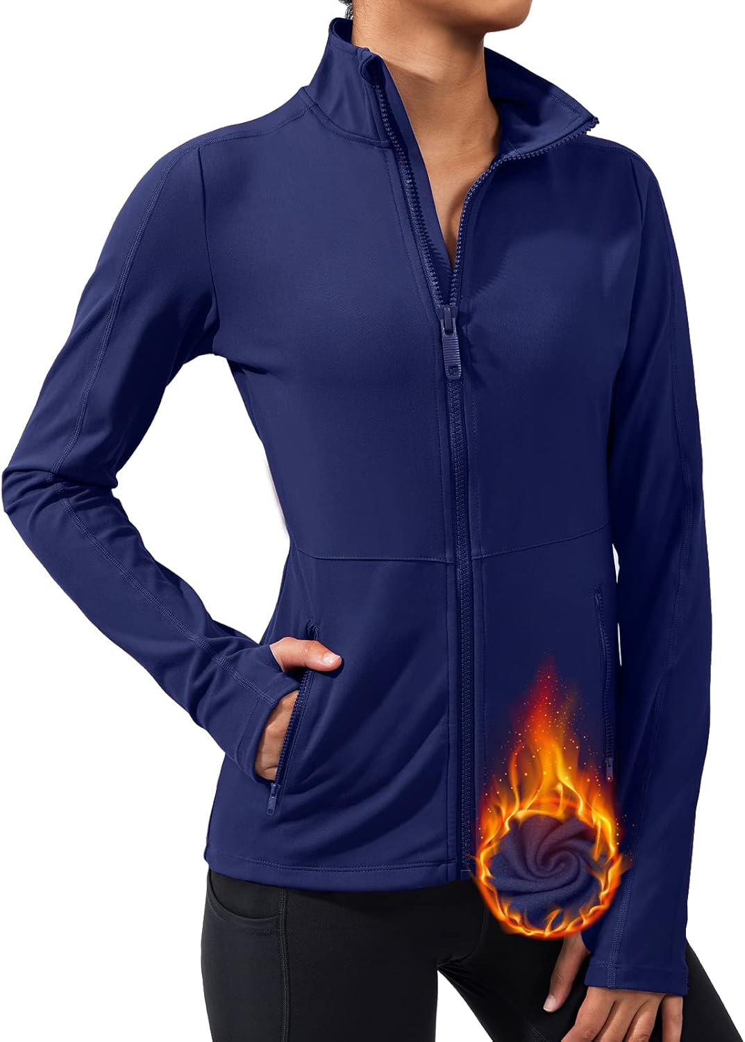Thumbnail 6 de VUTRU Damen Laufjacke mit hohem Kragen, Daumenlöchern und durchgehendem Reißverschluss