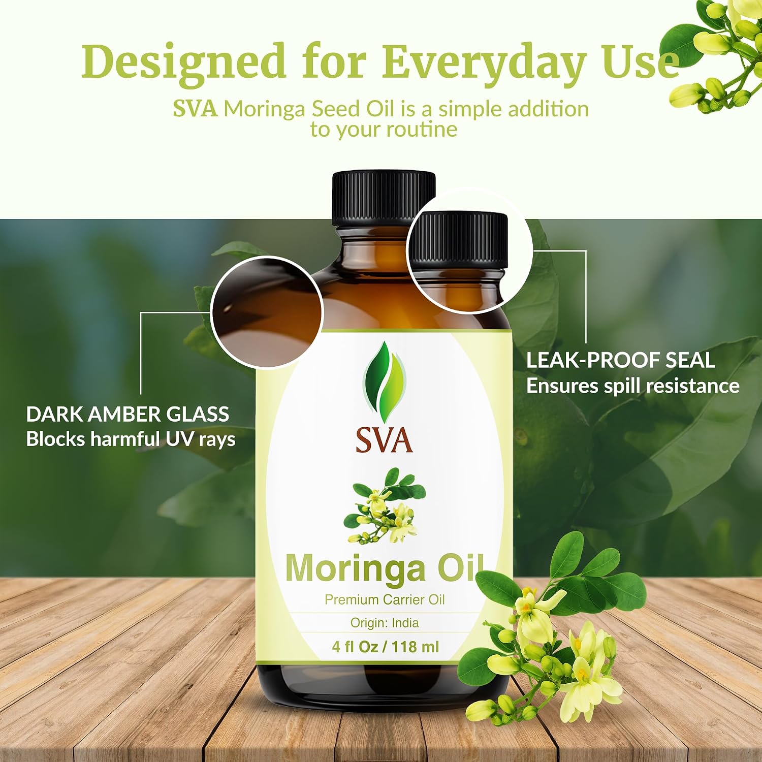 Thumbnail 6 de SVA Moringa Seed Oil 4 Fl Oz — 100% Natural Cold-Pressed Carrier Oil