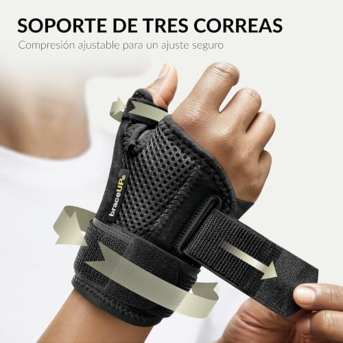 Detalle de BraceUP Muñequera Pulgar: férula neutra para pulgar y muñeca (izquierda/derecha) – alivio para artritis, tendinitis y túnel carpiano
