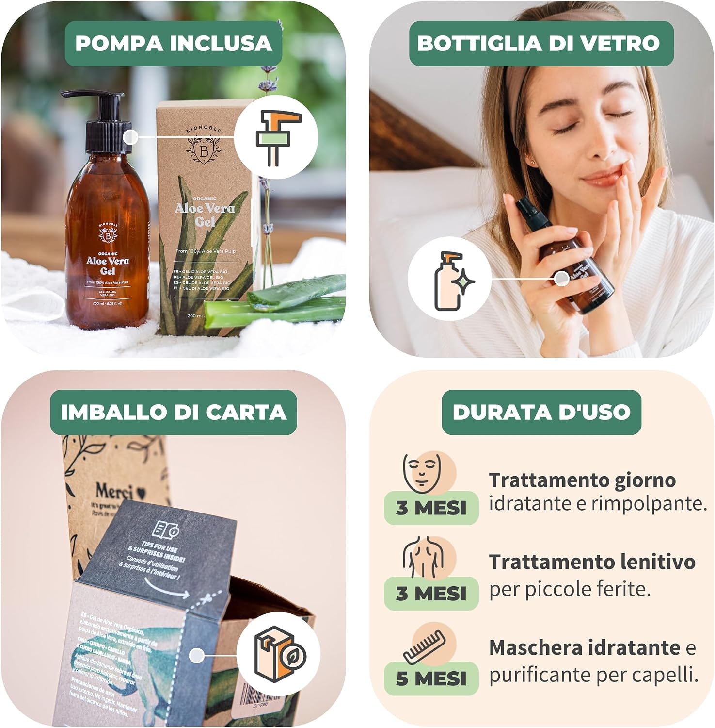 Detalle 2 de BIONOBLE Gel Aloe Vera 97% biologico 200 ml