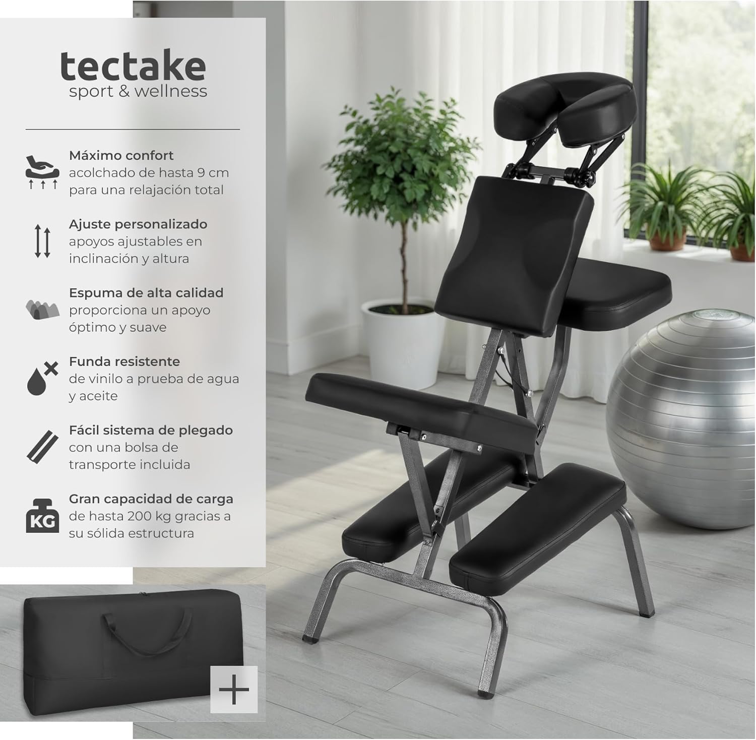 Detalle de TecTake Silla de Masaje Fisioterapia y Rehabilitación 💆♀