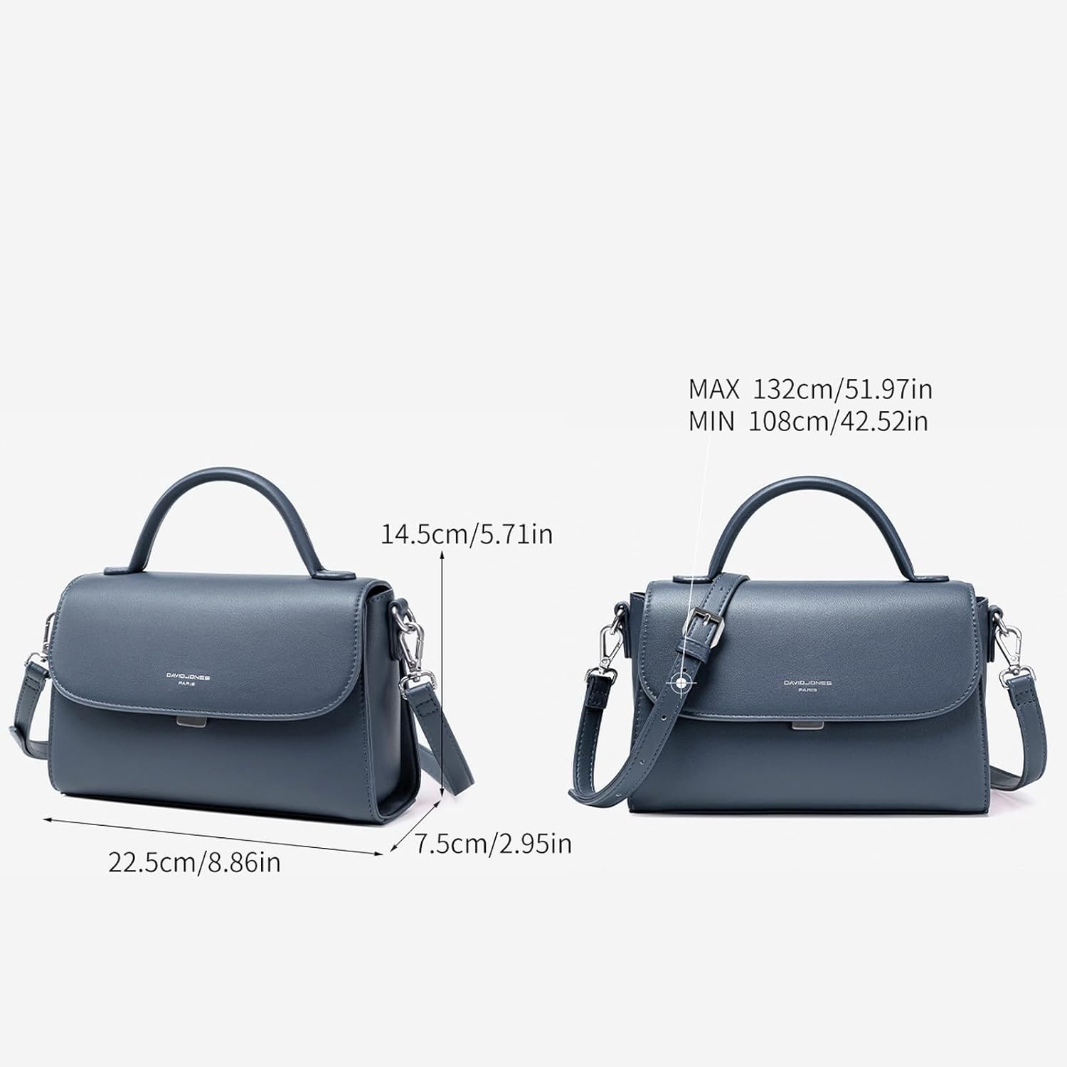 Thumbnail 5 de David Jones sac bandoulière femme forme cartable bleu à rabat (taille moyenne)