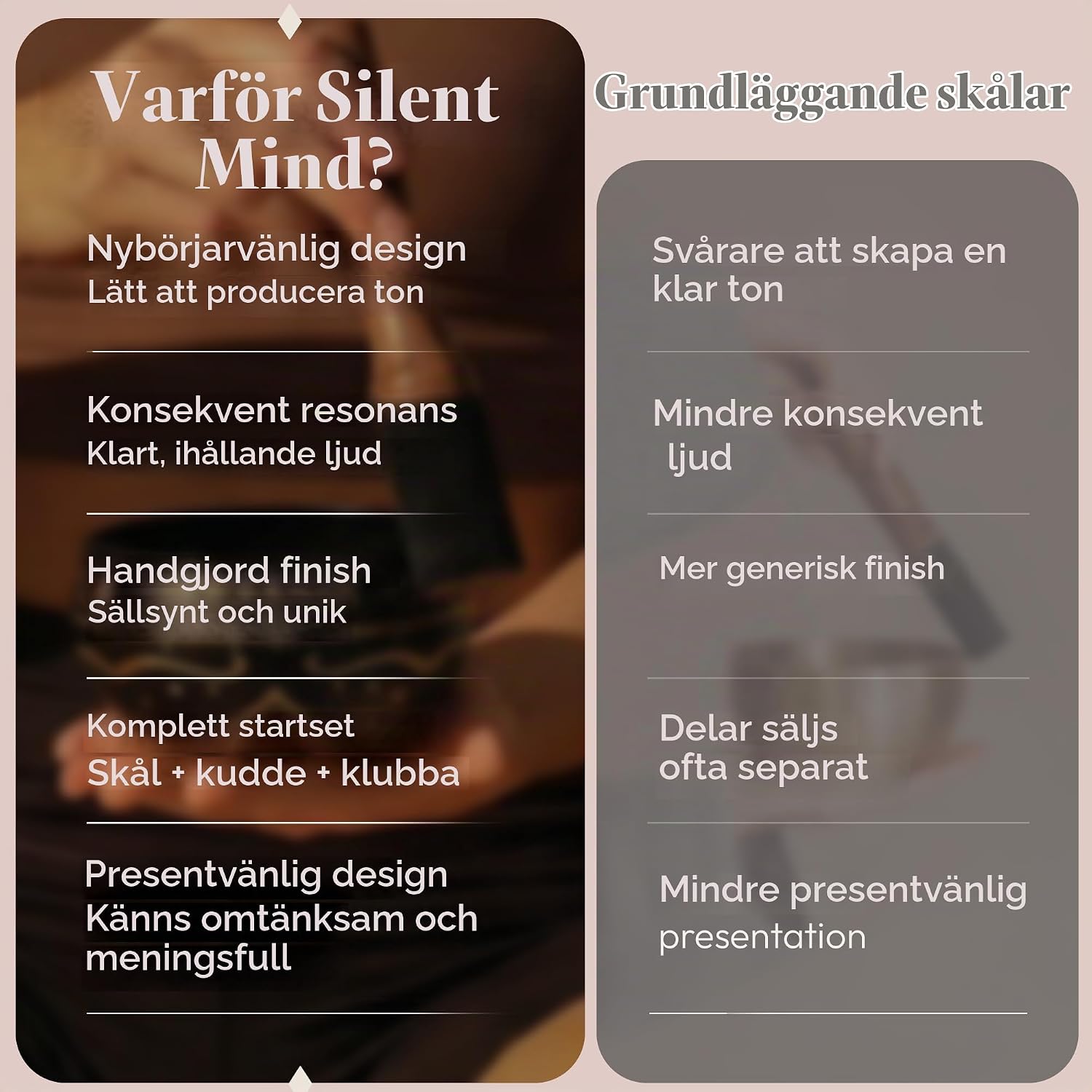 Detalle de Silent Mind Singing Bowl Set – tibetansk klangskål med kudde och klubba