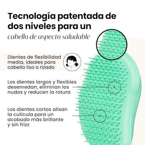 Detalle 2 de Tangle Teezer Mini Original — cepillo desenredante verde Paraíso