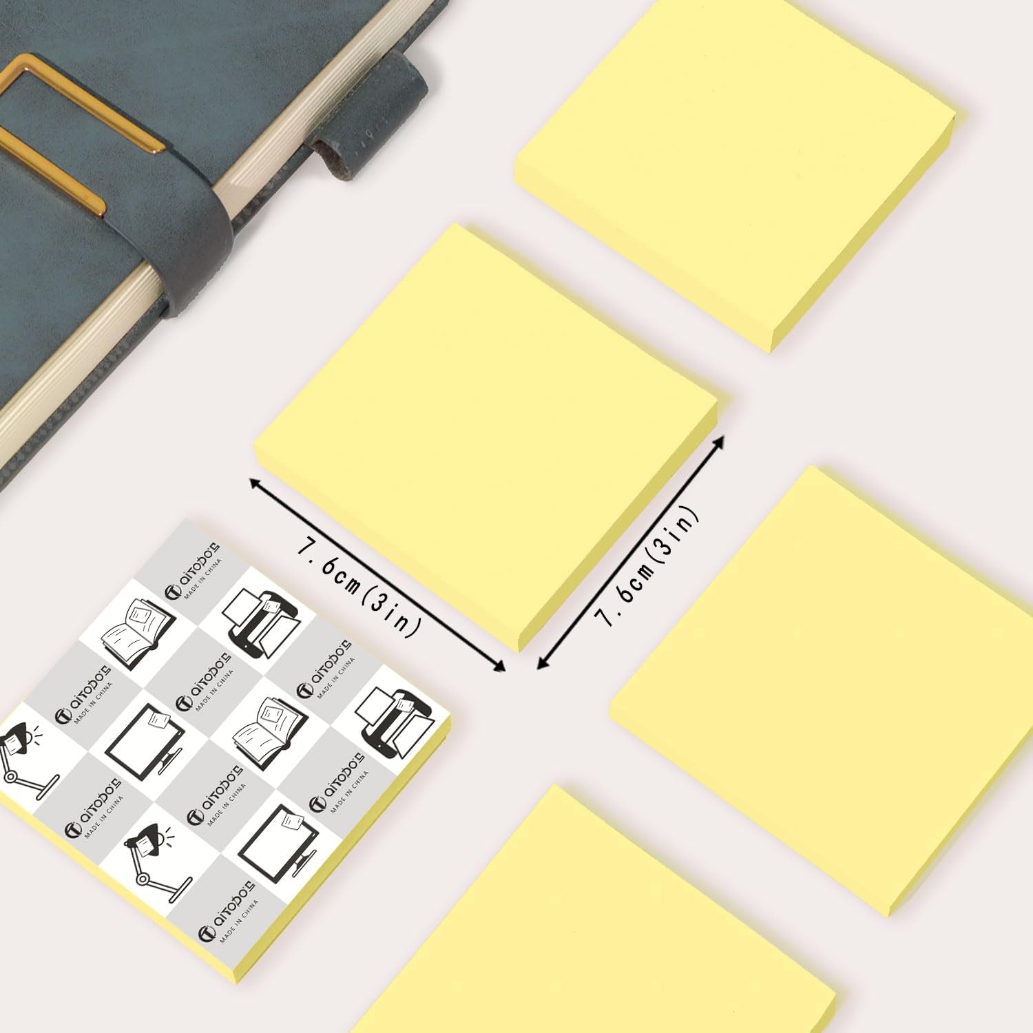 Detalle de AiTodos TA - 800 foglietti adesivi 76 x 76 mm giallo, riutilizzabili e facili da scrivere