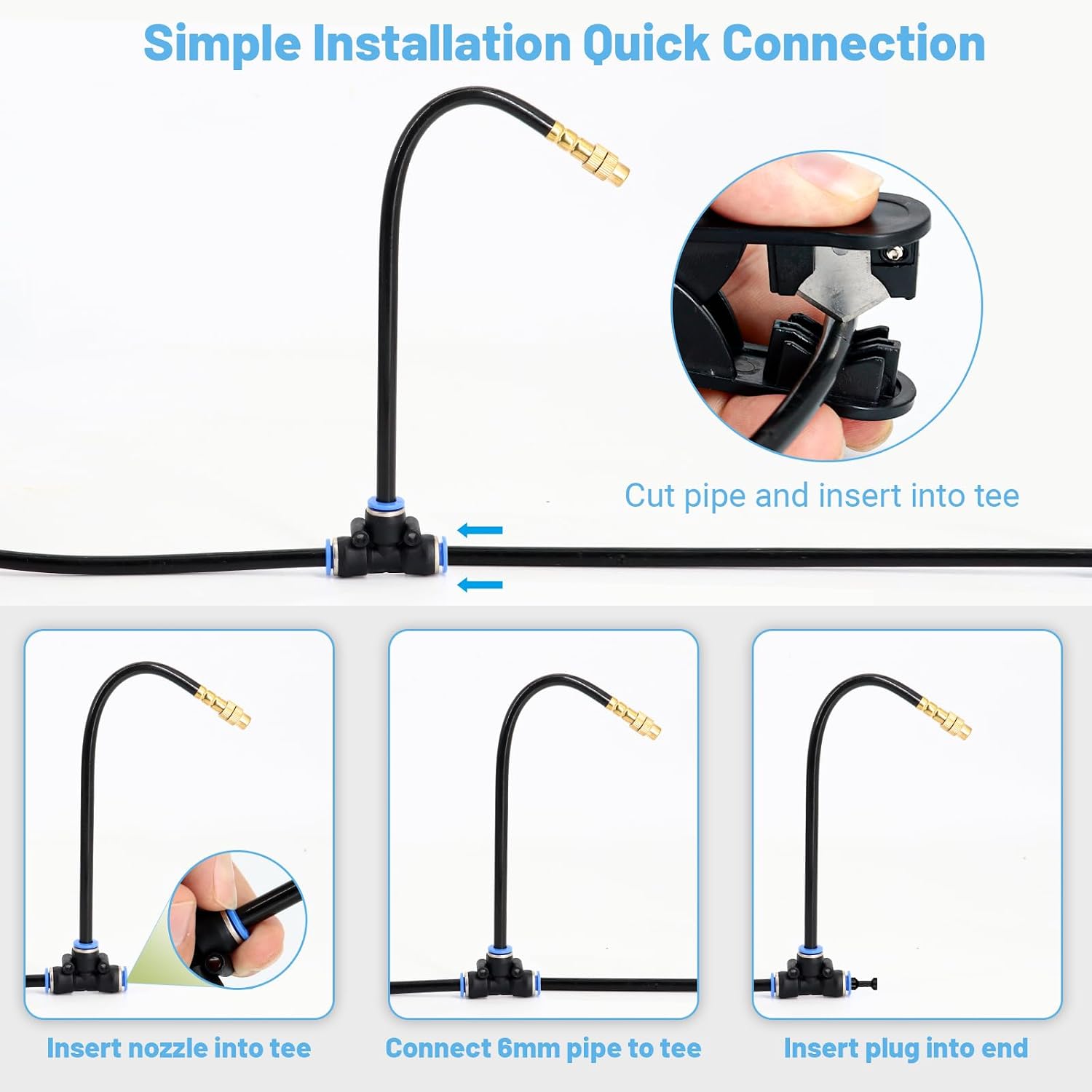 Thumbnail 6 de Thiswing T-WX-60m-1/4 200 ft Drip Irrigation Kit with 36 Adjustable Nozzles