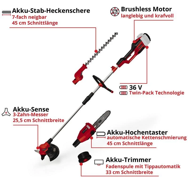 Detalle 2 de Einhell GE-LM 36/4in1 Desbrozadora inalámbrica 18 V