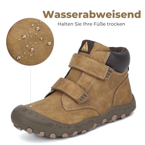 Detalle 2 de Mishansha Kinder Wanderschuhe: Leicht, griffig und einfach an- und auszuziehen (Braun 29 EU)