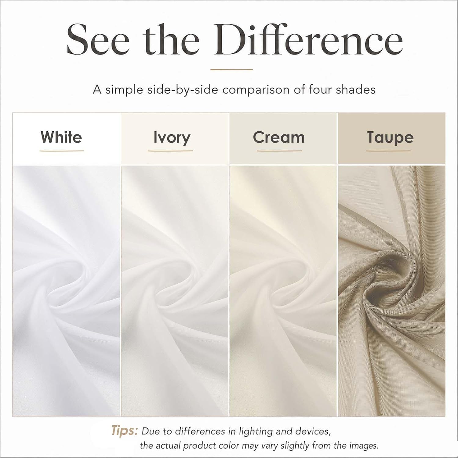 Detalle 2 de Chyhomenyc Ivory Sheer Curtains (96 Inch Length) — 2 Panels Set, Light-Filtering Voile