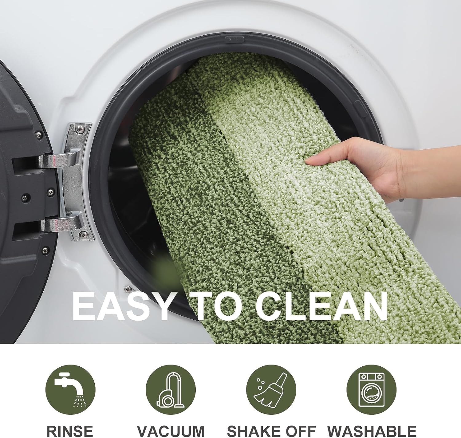 Detalle de Homaxy Indoor Door Mats (80 x 120 cm, Green) – Machine Washable Non-Slip Dirt Trapper Entrance Rug