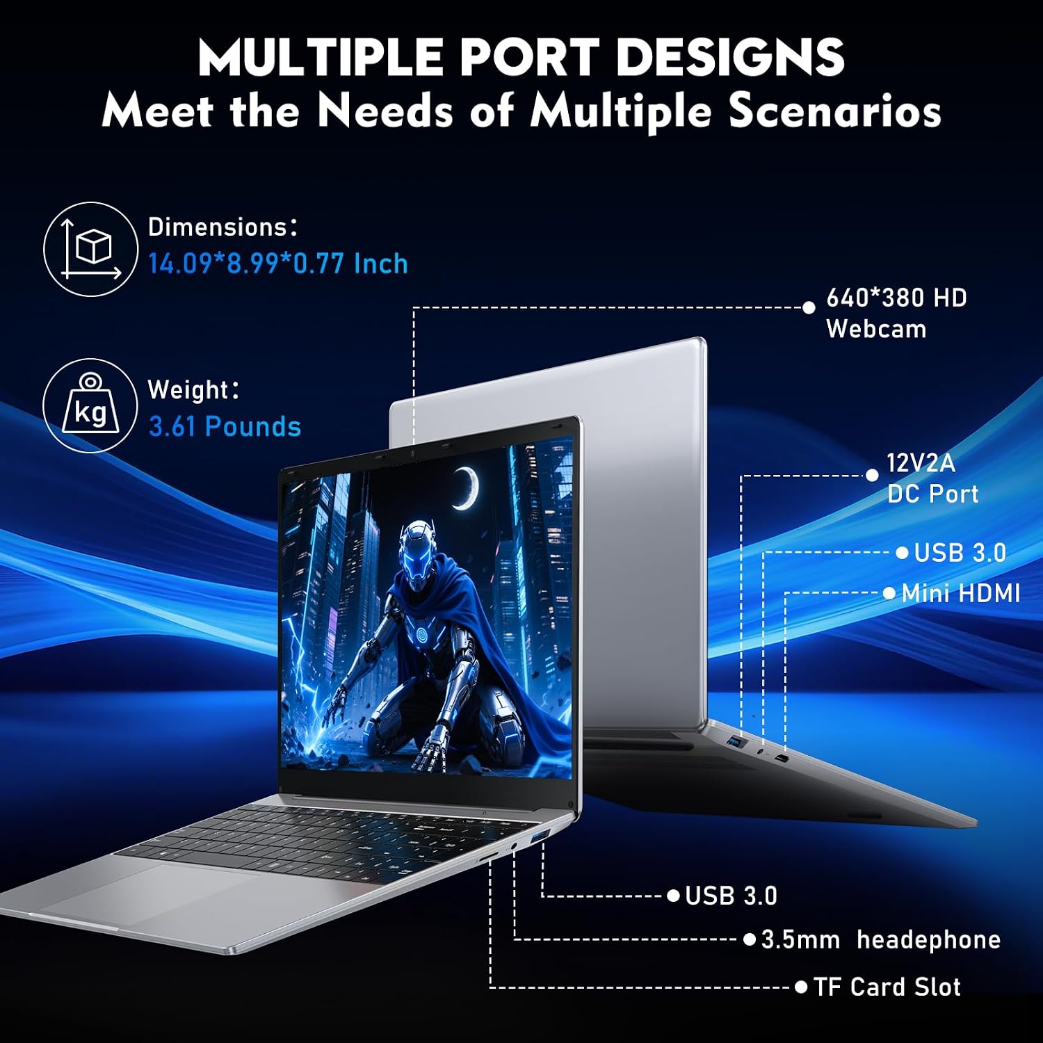 Thumbnail 5 de NIAKUN Laptop with Windows 11 Pro (2026) — 15.6" FHD, 16GB RAM, 256GB SSD