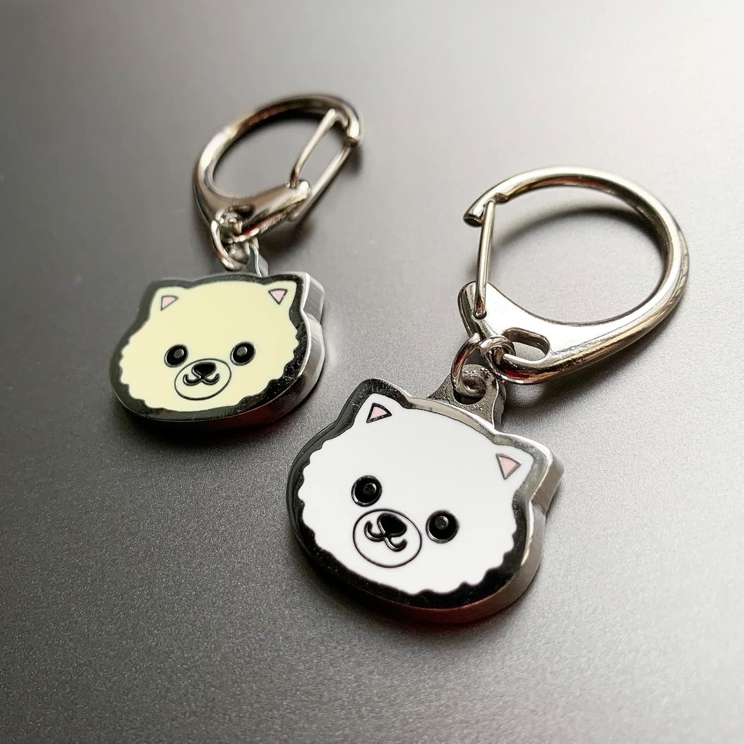 Thumbnail 6 de Yellow Pomeranian dog pendant keyring – metal Dog ID tag keyfob