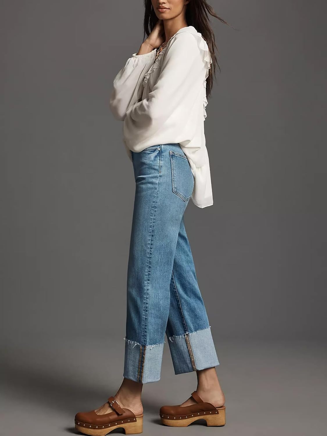Detalle de KUNMI womens wide leg jeans high waist
