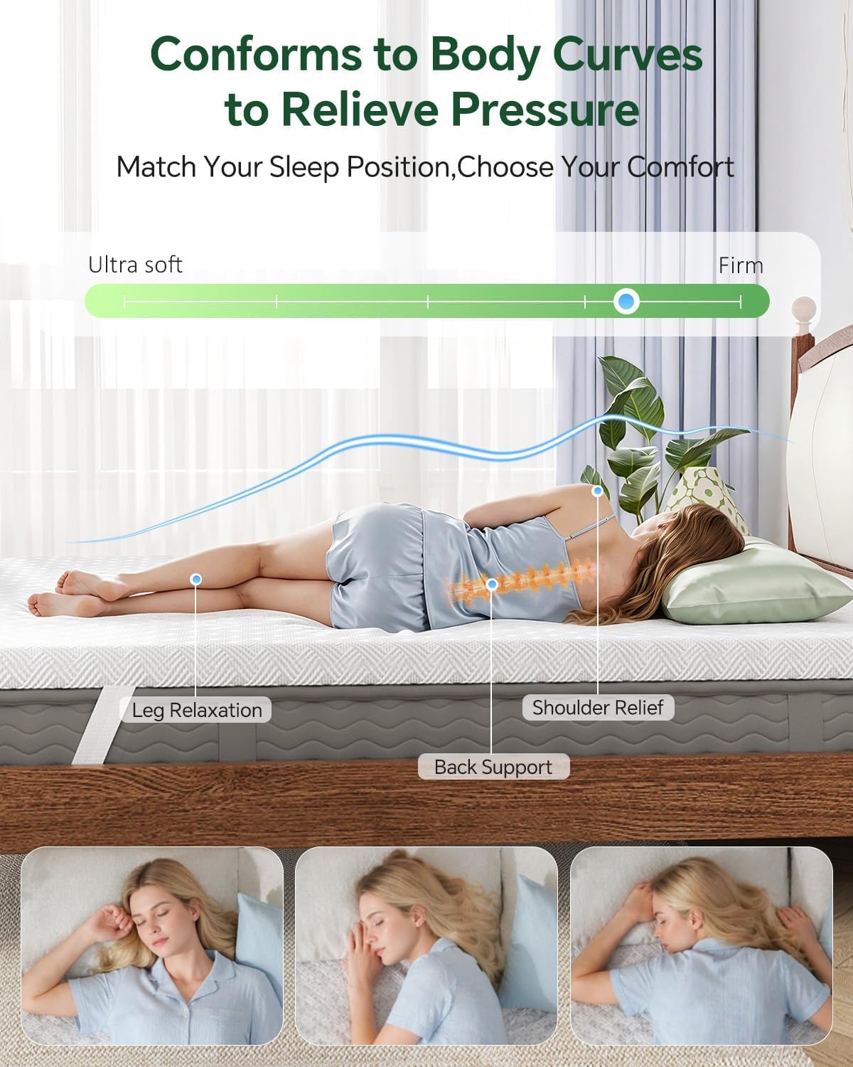 Detalle 1 de Twin Memory Foam Mattress Topper, 3-inch