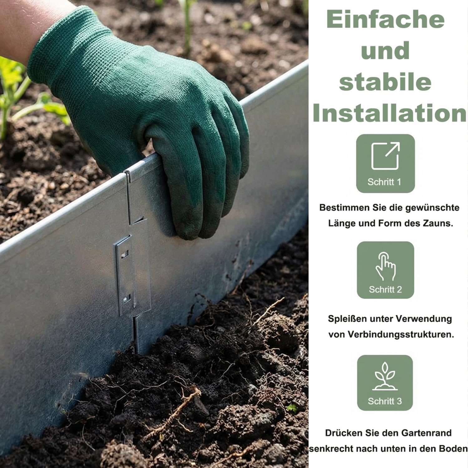 Thumbnail 5 de Aufun Rasenkante Metall 10 m x 15 cm verzinkt – robuste Beeteinfassung aus Stahl
