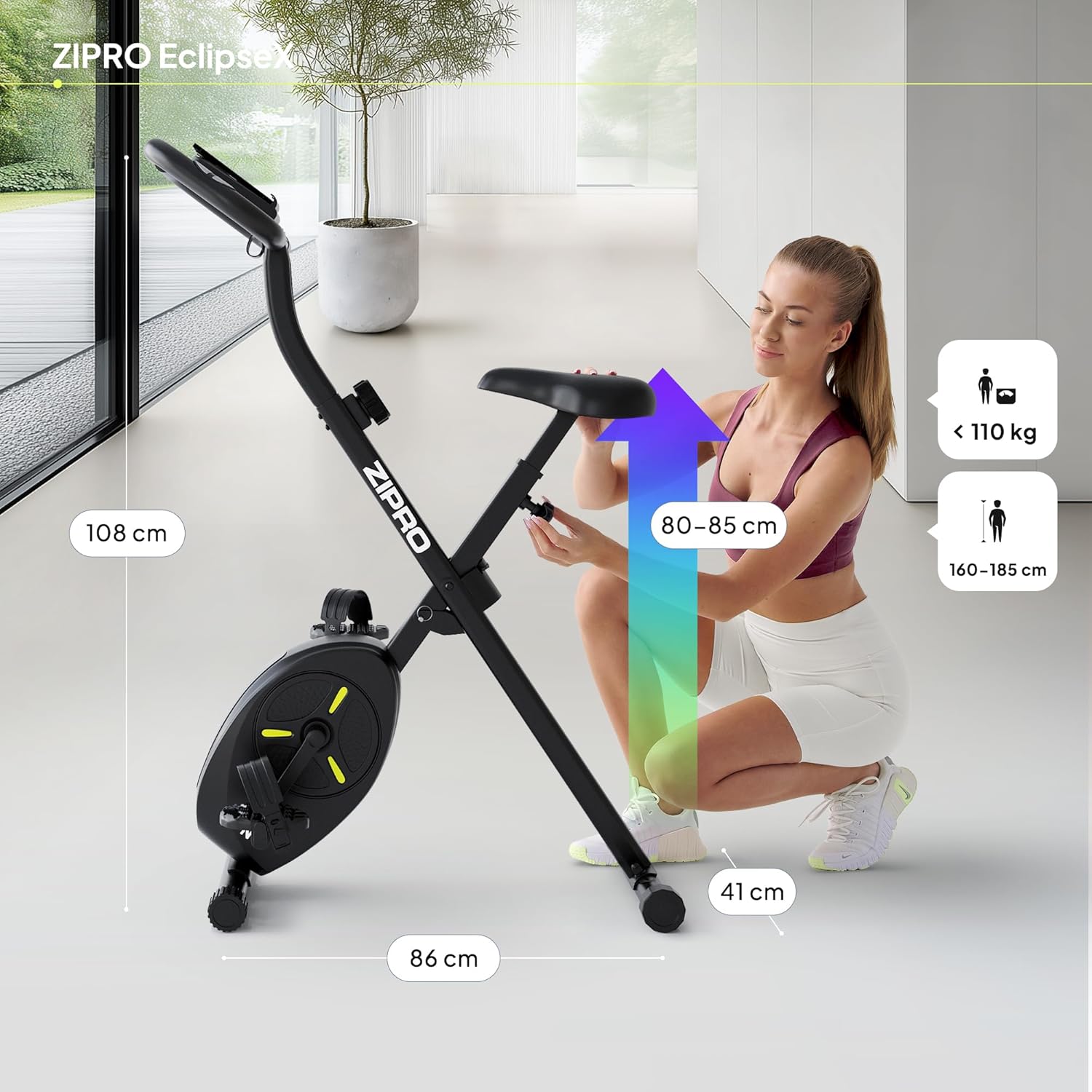 Thumbnail 2 de ZIPRO Velo D Appartement Eclipse X : vélo d’appartement pliable avec résistance magnétique et suivi Bluetooth
