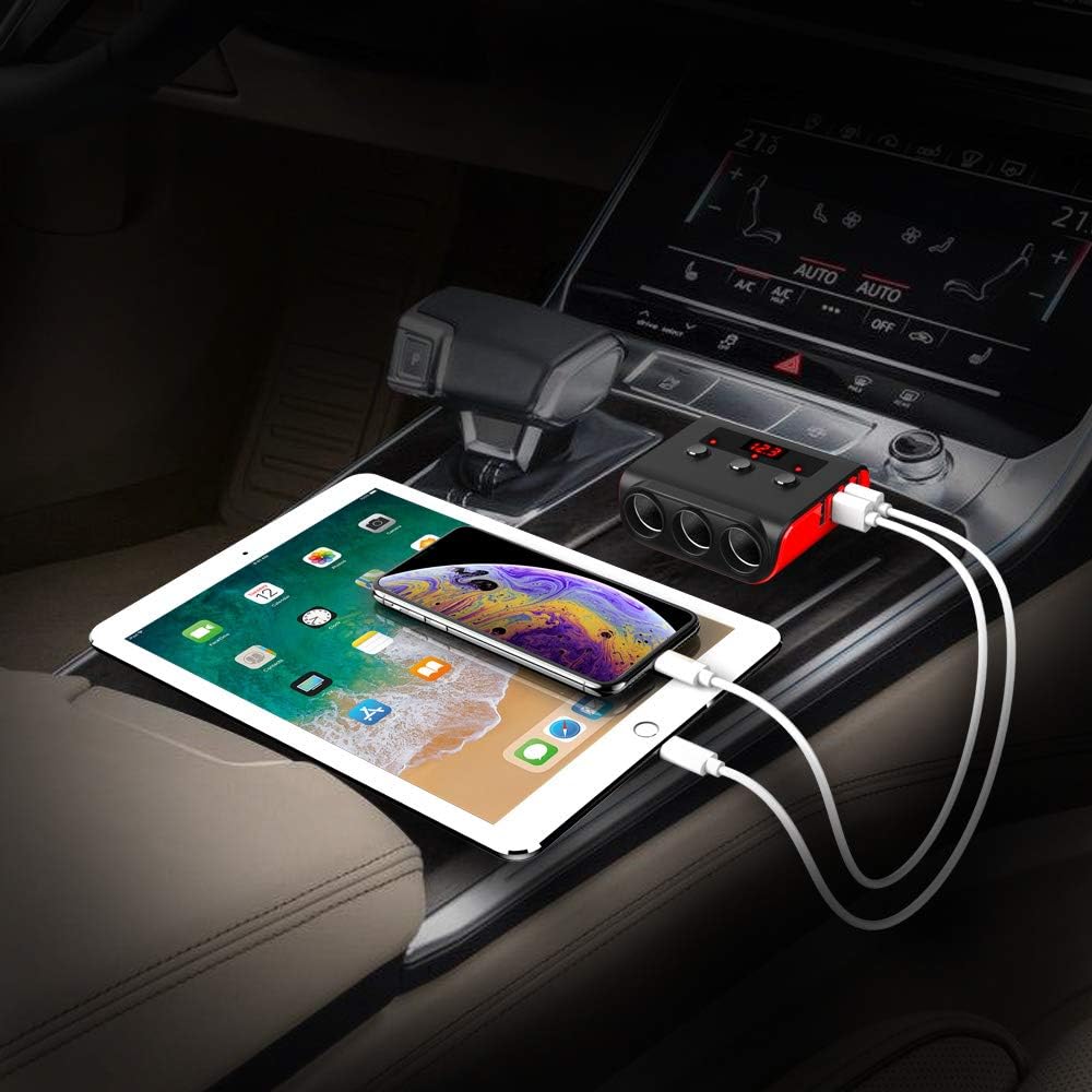 Thumbnail 6 de SONRU Auto Ladegerät Adapter 3 Fach KFZ USB