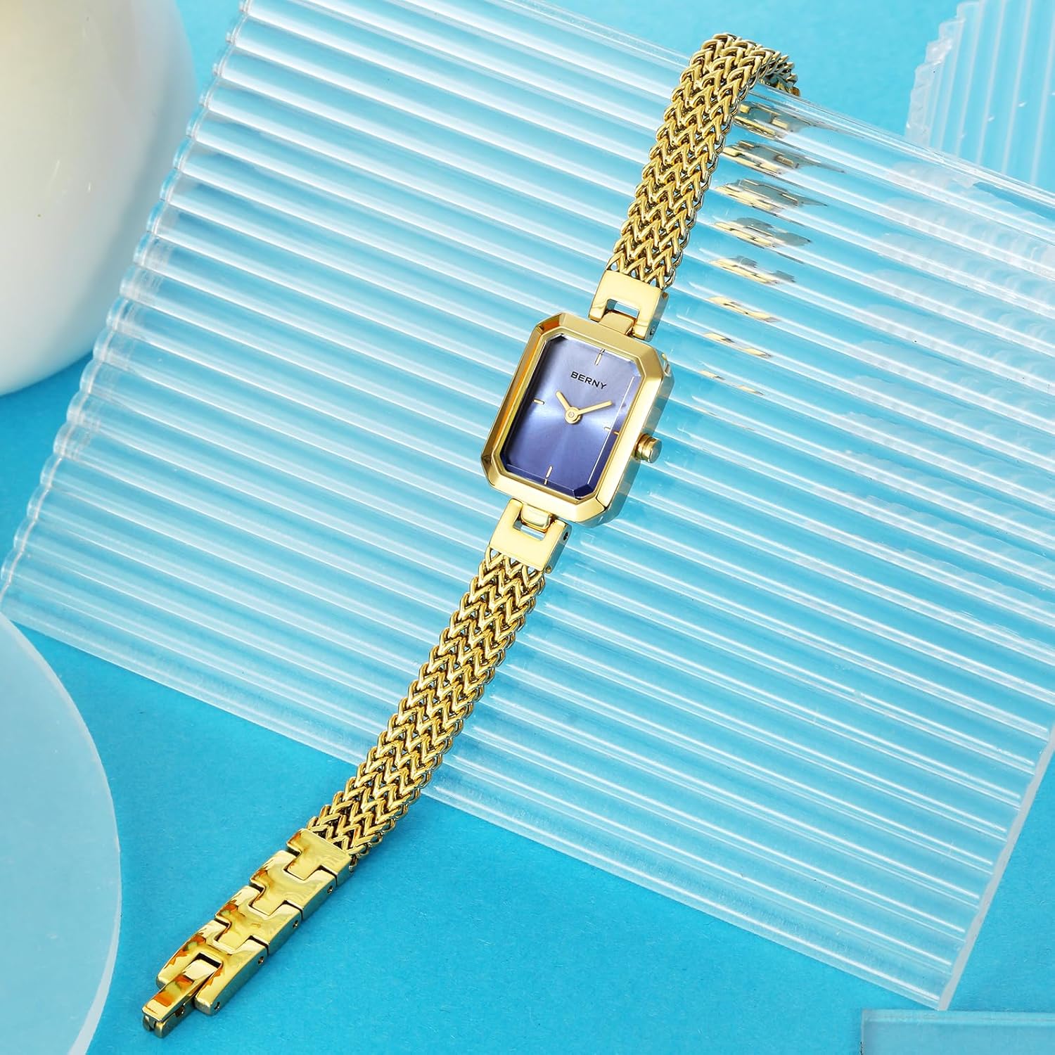 Thumbnail 3 de BERNY Damen Uhr Rechteck Mini Armbanduhr Quarzwerk – zeitloses, kompaktes Design