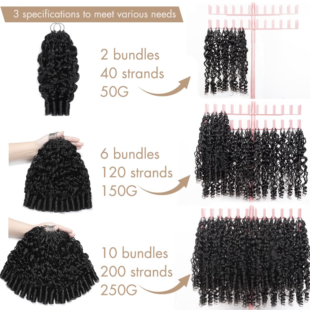 Thumbnail 1 de Human Crochet Hair for Black Women 18 Inch Burmese Curly Bundles – Pre-separated, 200 Strands, 250g