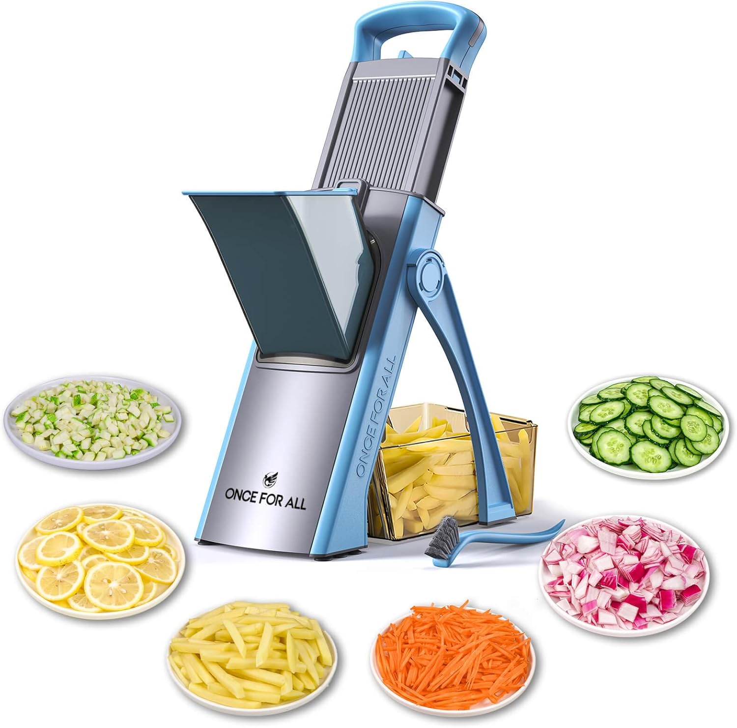 ONCE FOR ALL Upgrade Safe Mandoline Slicer Plus, Adjustable 1️⃣ 🥒
