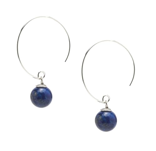 Detalle de Treasure Bay Lapis Lazuli Hoop Drop Earrings in 925 Sterling Silver