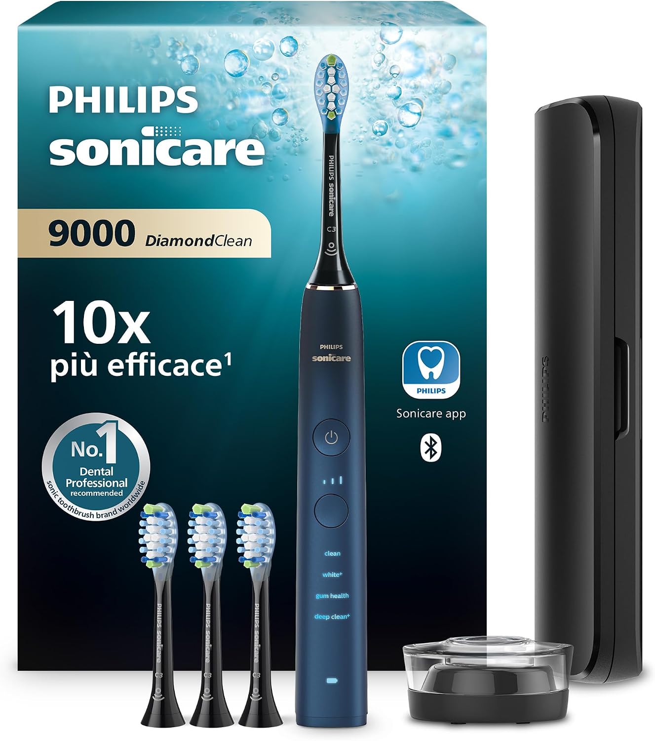 Detalle de Philips Sonicare DiamondClean 9000 Special Edition: spazzolino elettrico DiamondClean con 4 testine C3 Premium Plaque Defence