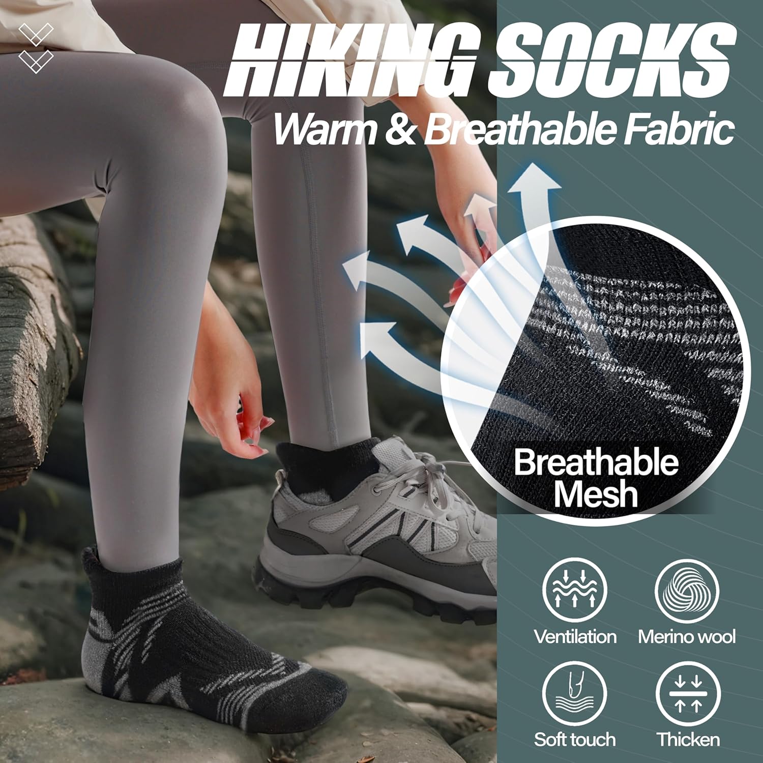 Thumbnail 6 de ANTSANG No Show Socks for Men and Women — Merino Wool Ankle Socks for Hiking and Running
