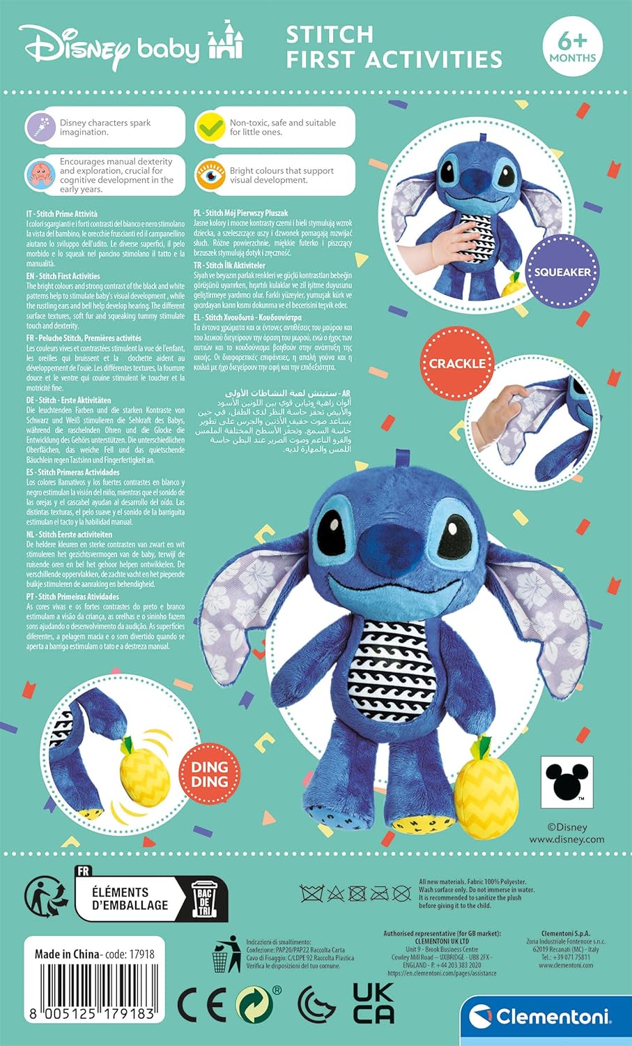 Thumbnail 2 de Clementoni Disney Stitch – Erste Aktivitäten Plüsch, interaktives Hänge-Spielzeug