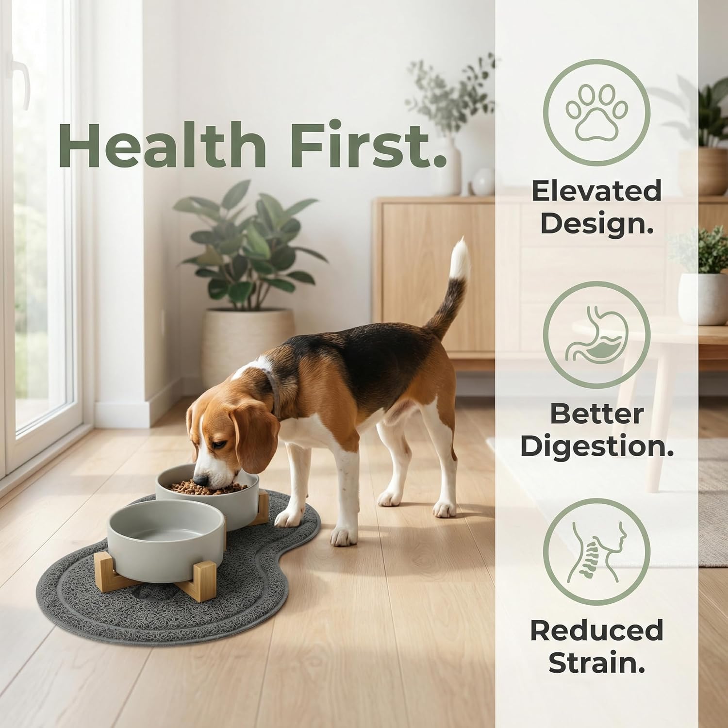 Thumbnail 6 de Vurixfo Ceramic Pet Bowl Set with Stand & Non-Slip Mat (4 Pack) 400ml Grey