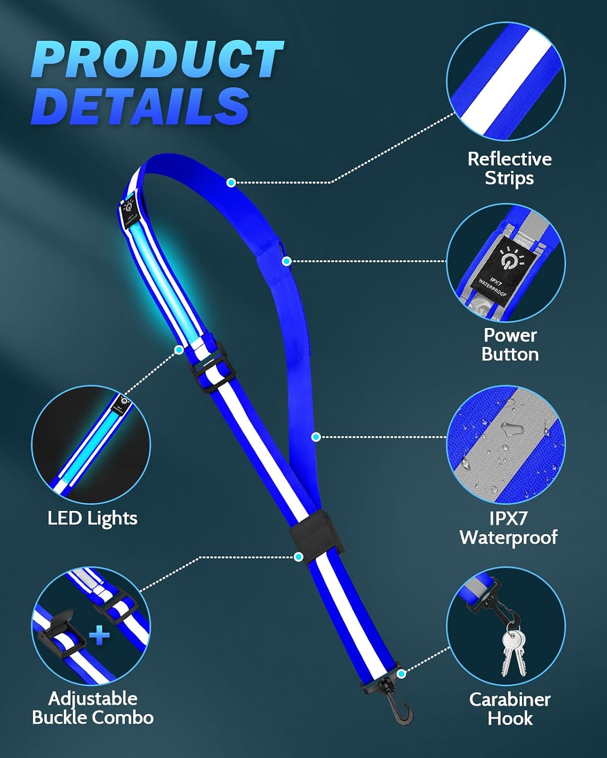 Detalle 2 de Fitense LED reflective sash, 85.9–161.7 cm
