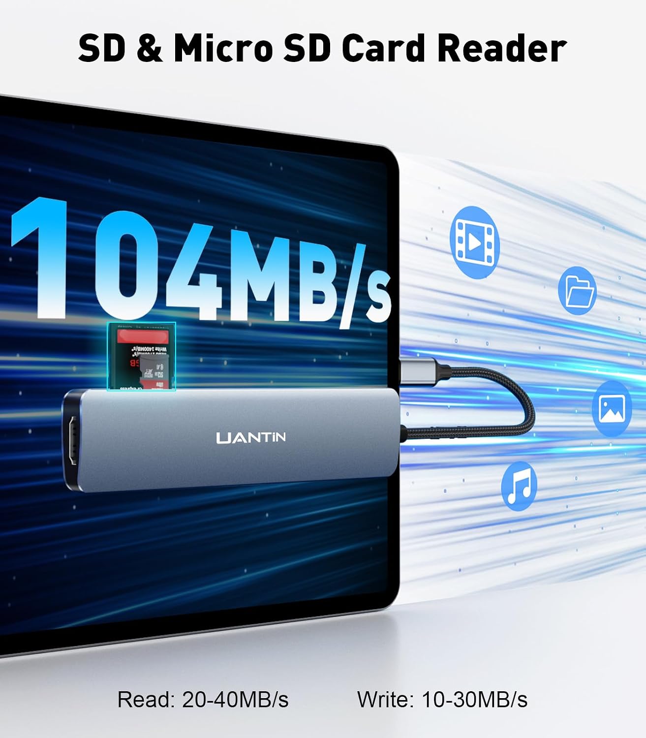 Detalle de UANTIN USB C Hub 7-in-1 with 100W PD