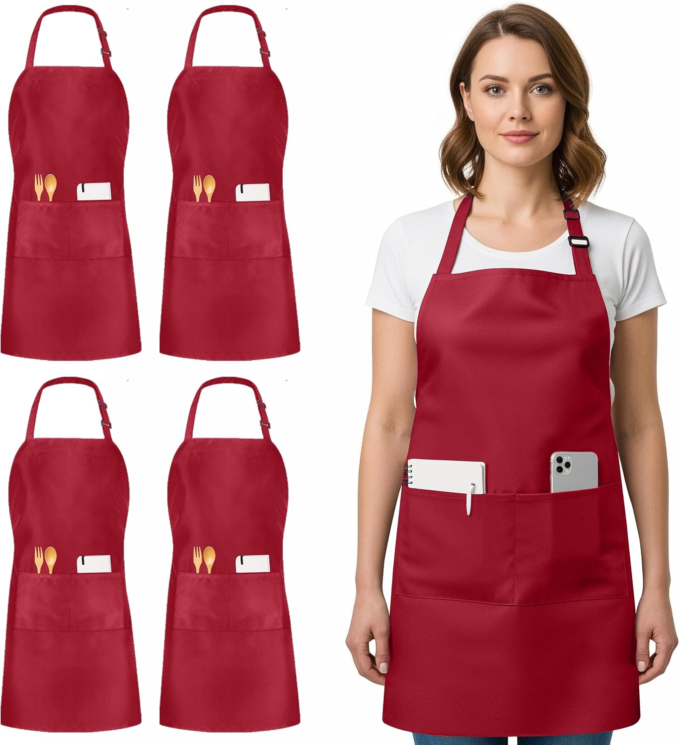Detalle de Utopia Kitchen Bib Aprons, 4-Pack