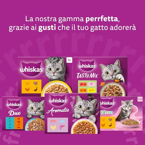 Thumbnail 8 de Whiskas Pranzetti Selezione di Pesce 1+ Adulto: cibo umido per gatti, 72 bustine in 12 confezioni da 6 x 50 g