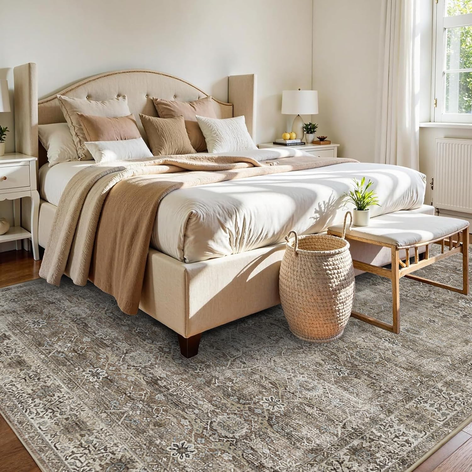Detalle de Zeeinx ZX3001-2 6' x 9' Vintage Area Rug, Washable Floral Design