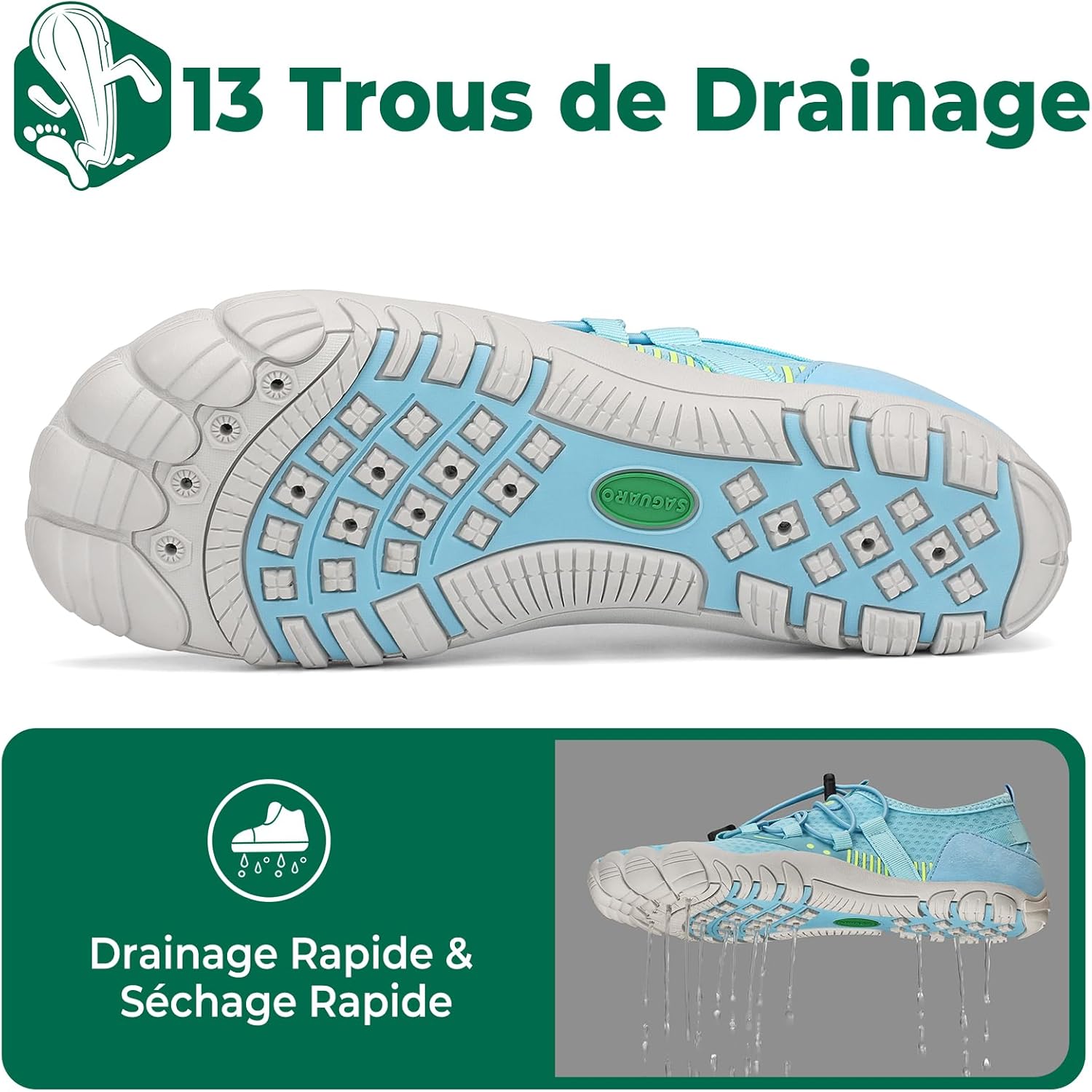 Detalle de SAGUARO Chaussures aquatiques barefoot ultra-légères à séchage rapide GR.36-48