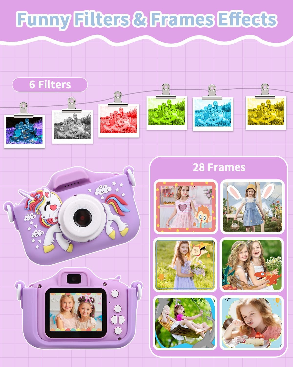 Thumbnail 3 de Azyvum Macchina Fotografica Bambini con schermo da 2” ricaricabile e scheda 64GB (1080P HD)