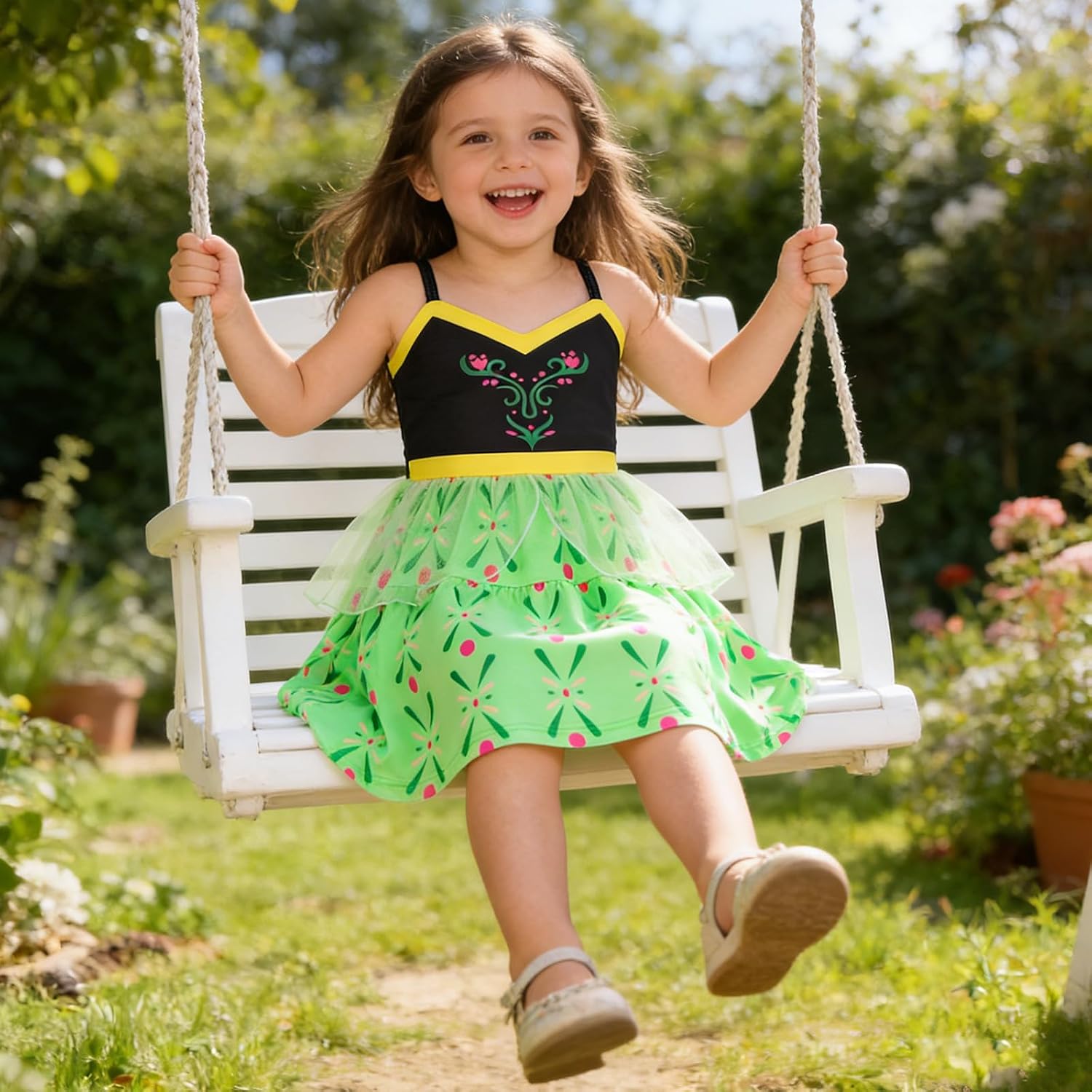 Detalle de AmzBarley Princess Dress for Girls, Sleeveless Tulle Costume with Adjustable Straps
