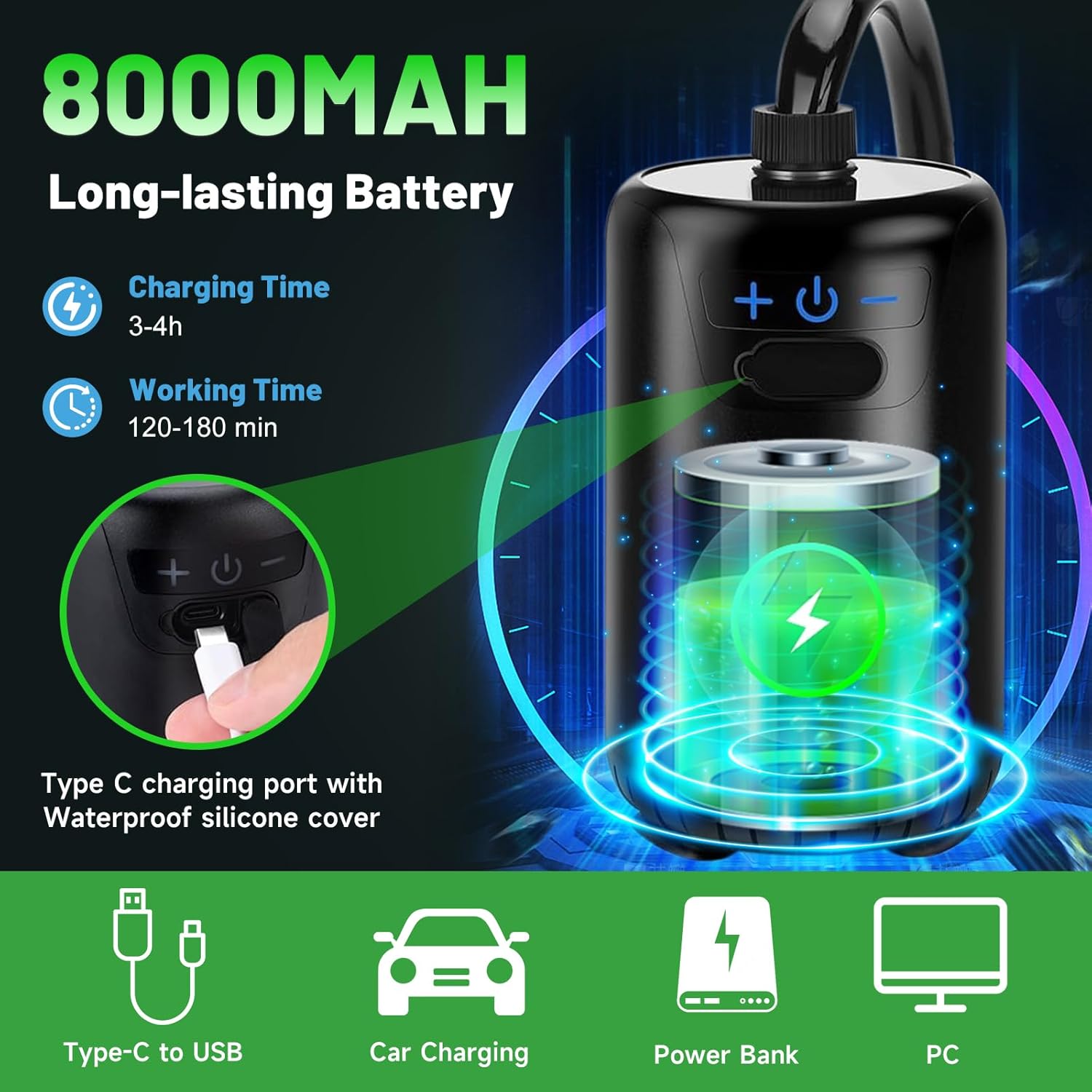 Thumbnail 2 de AGARELE Portable Shower – rechargeable 8000mAh camping pump shower with IPX7 protection