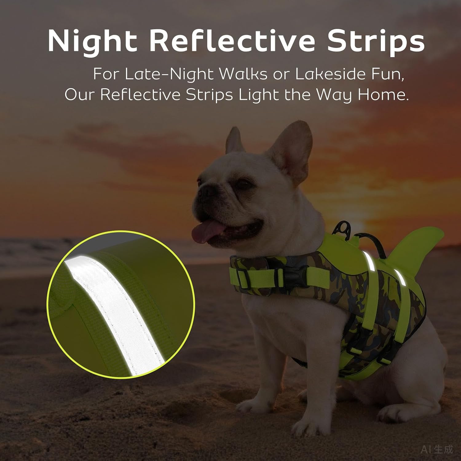 Detalle de CITÉTOILE Dog Shark Life Jackets Vest: Safe, Durable Buoyancy Aid for Your Dog