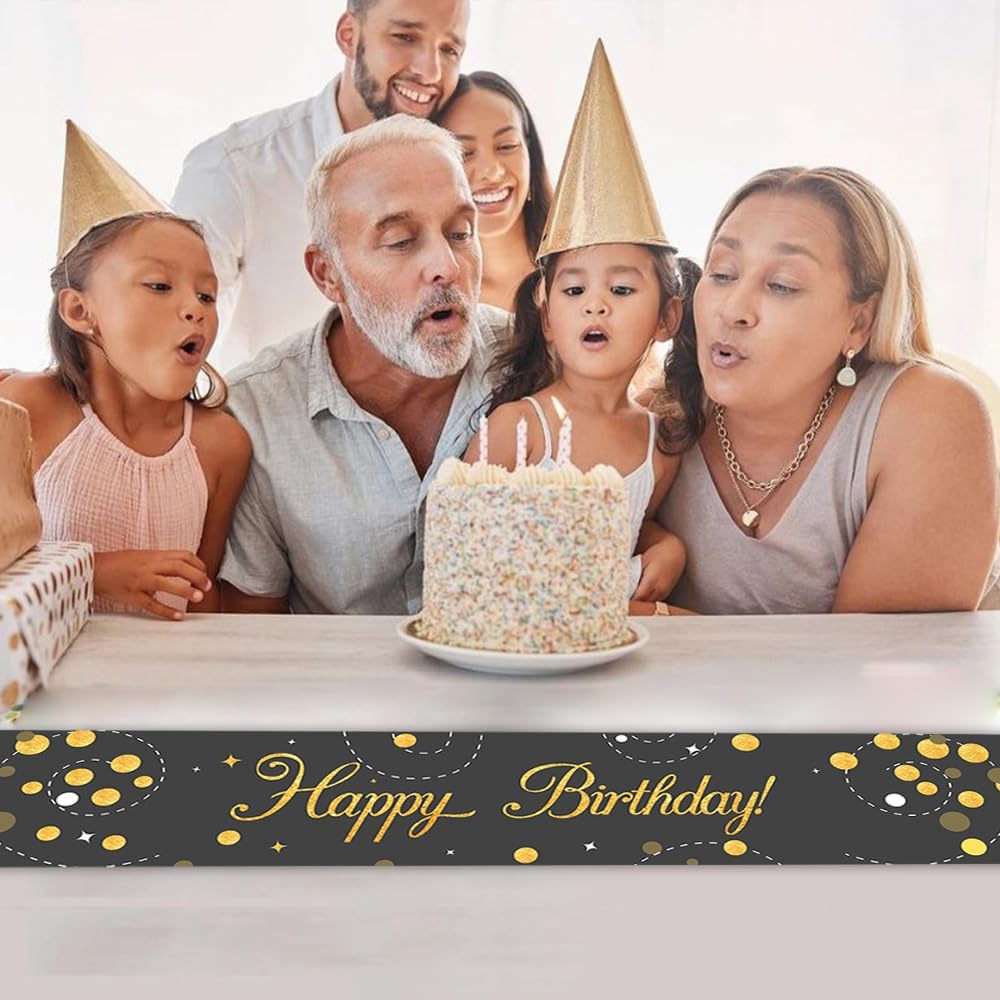 Thumbnail 5 de Senken Tischläufer „Happy Birthday“ Schwarz Gold (35x180 cm) aus 300D Oxford-Stoff