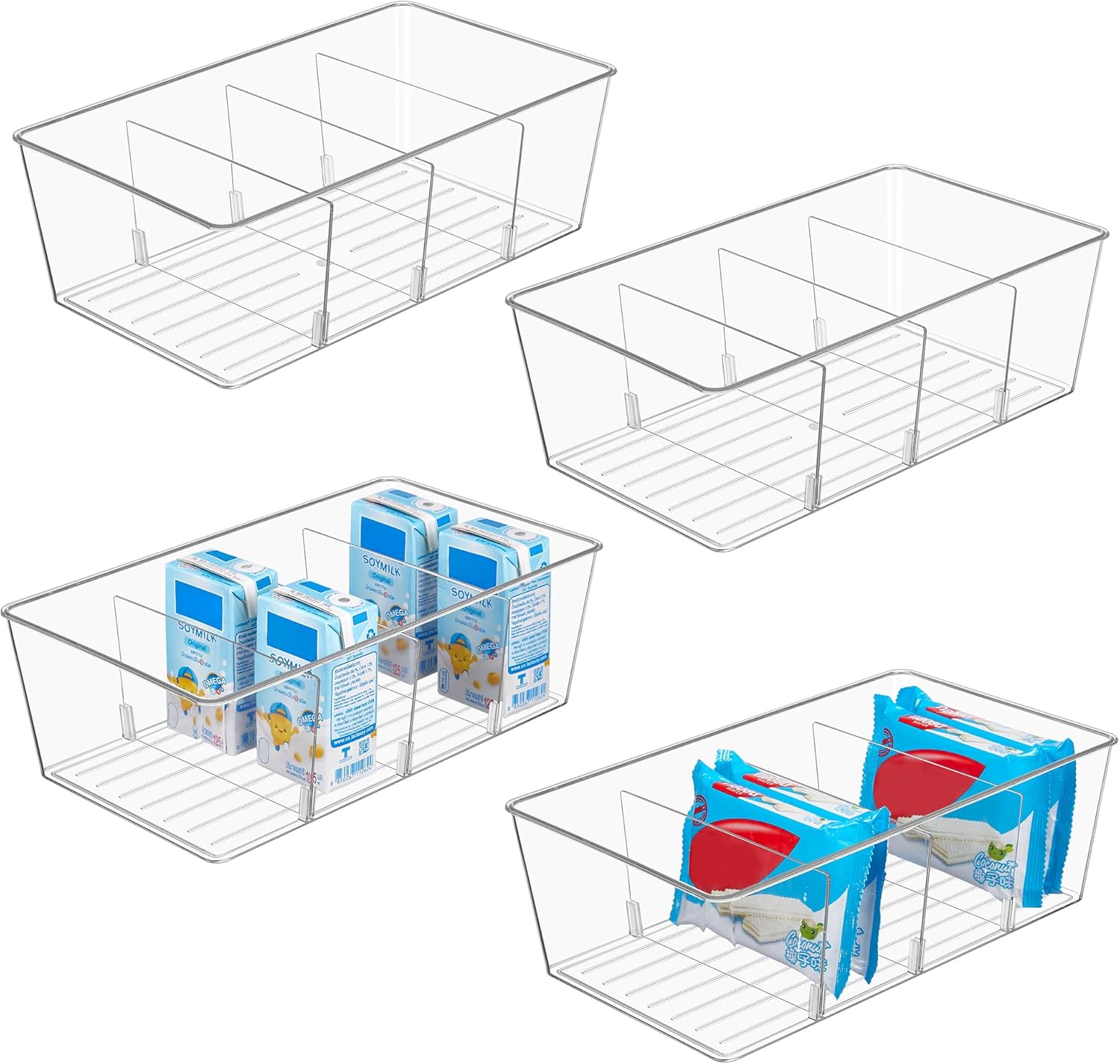 Thumbnail 6 de Vtopmart 8 Pack Food Storage Organizer Bins – Clear 4-Compartment Pantry and Kitchen Solutions