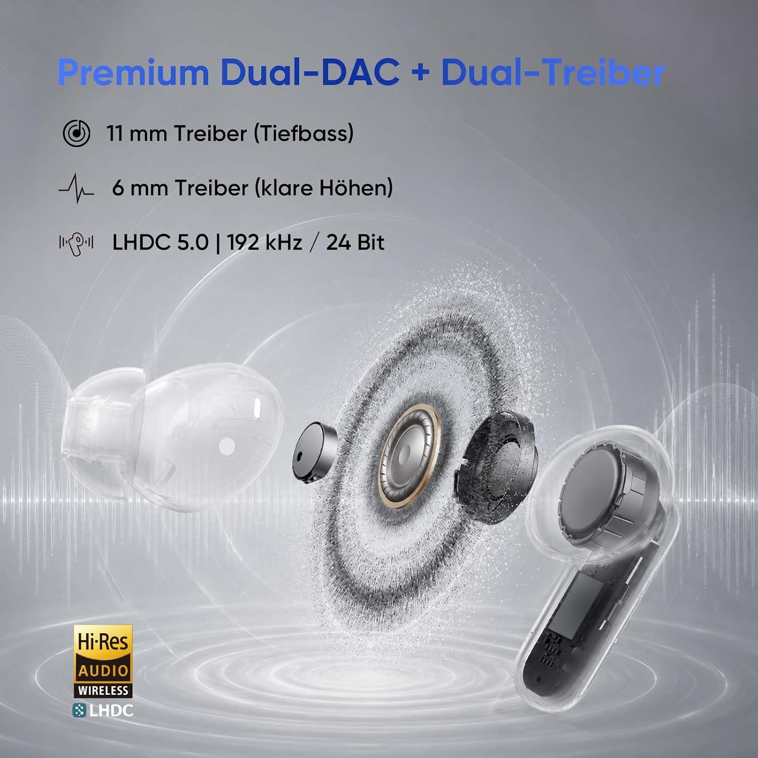Detalle 2 de realme Buds Air 8 Pro: Kabellose In-Ear-Kopfhörer mit 55 dB ANC, LHDC Hi-Res und KI-Assistent