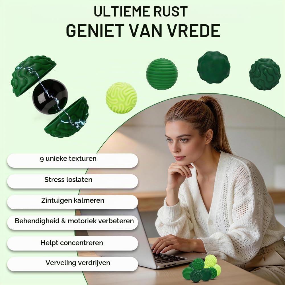 Detalle 2 de Ainiv 5565087 magnetische anti-stressballen, 9 stuks, groen siliconen