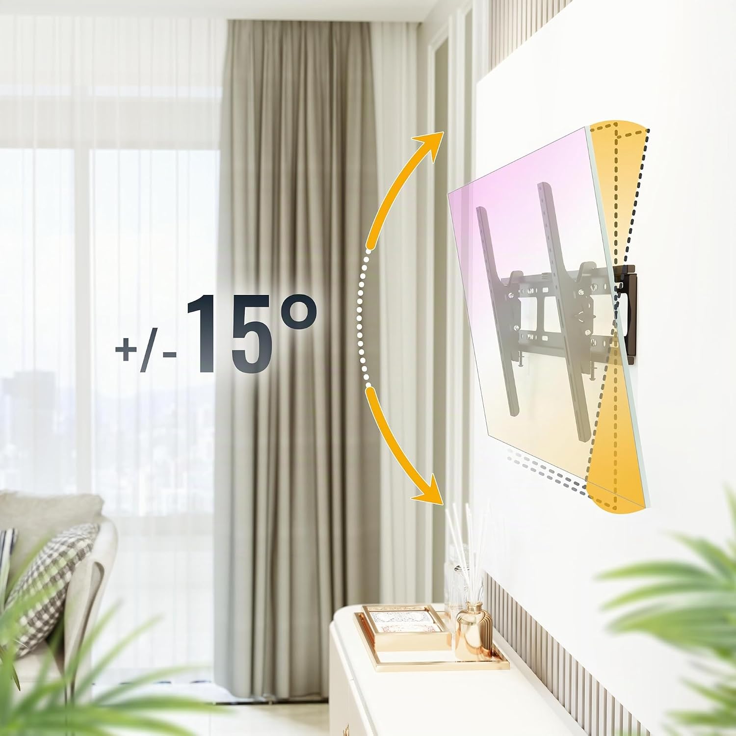 Detalle de RICOO R07: Staffa TV da parete inclinabile per 40–100 pollici, portata fino a 100 kg (VESA 200x200–600x400)