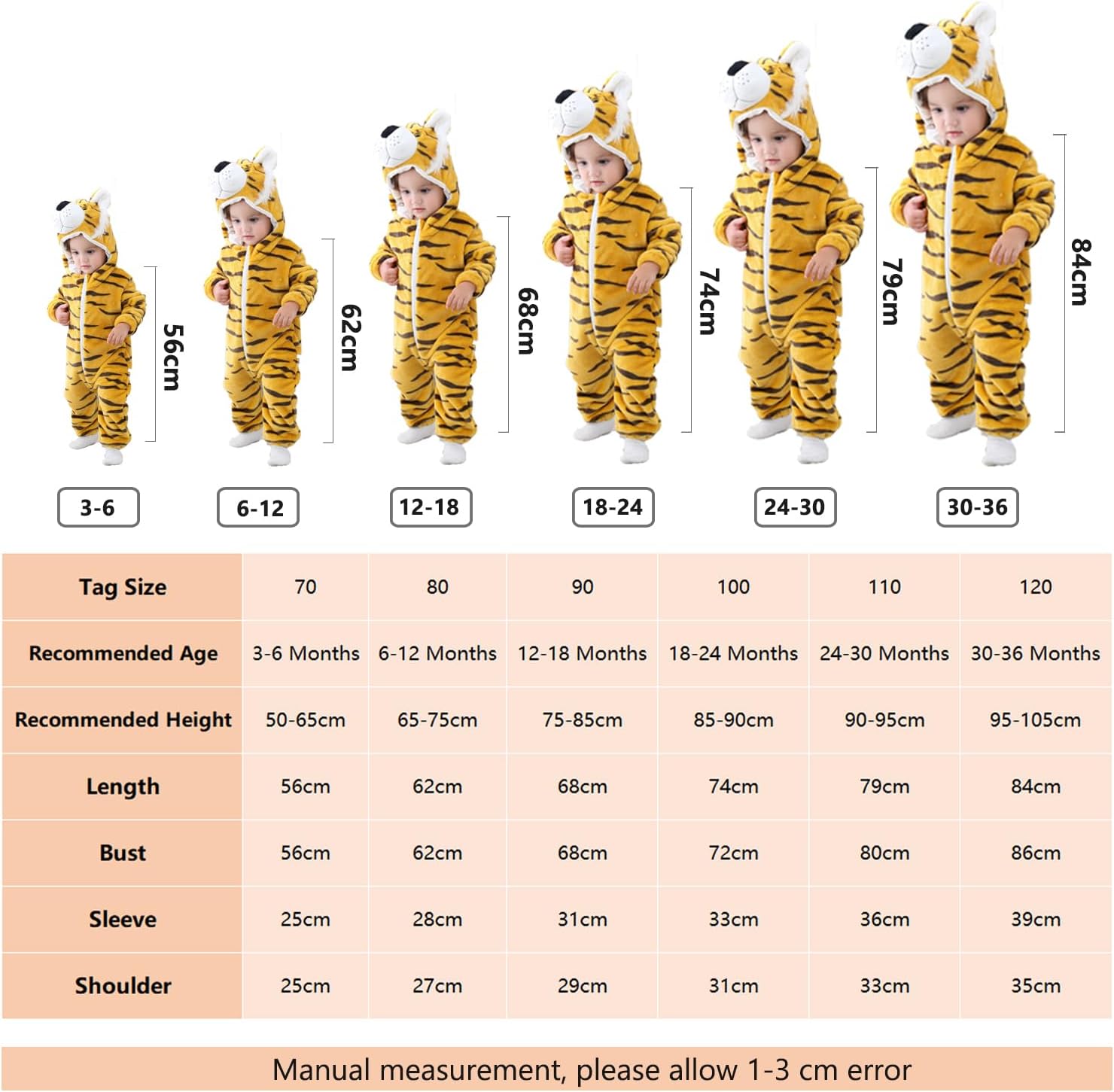 Thumbnail 1 de Hilmocho Baby Hooded Romper Unisex Animal Cartoon Flannel Onesie (3–36 months)