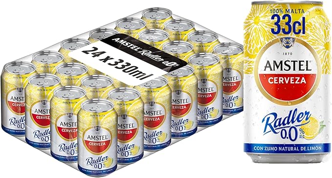 Detalle de Amstel Radler 0.0 🍋 Pack 24 Latas 33cl Sin Alcohol