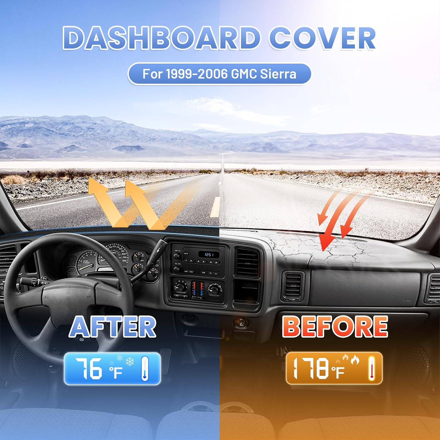 Detalle 2 de Sunsdrew 1999-2006 Dash Cover for GM Trucks and SUVs: Non-Slip, UV-Guard Suede Dashboard Mat