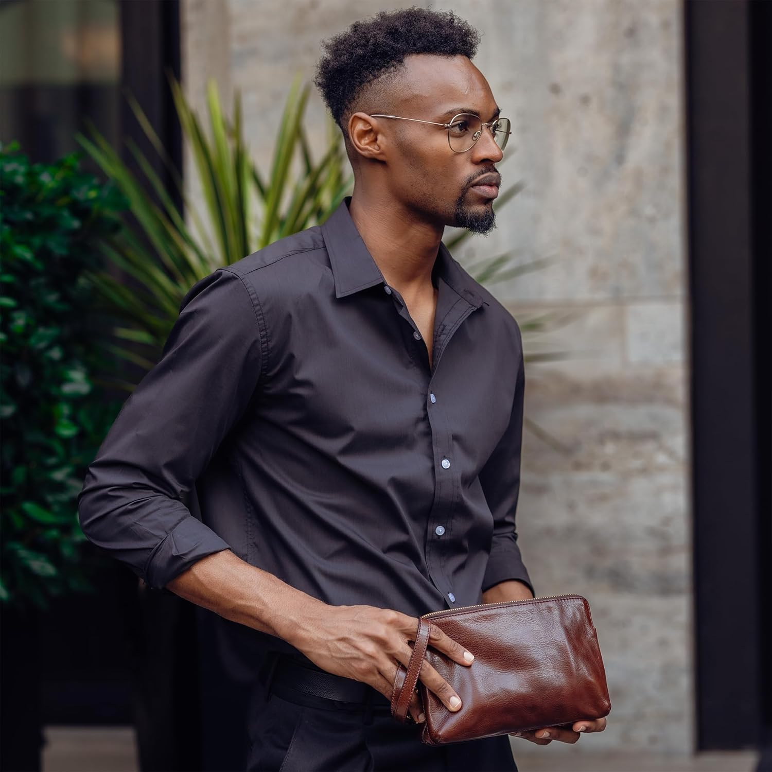 Thumbnail 1 de Time Resistance Leather Clutch for Men – Handmade Italian Organizer Bag with Gift Box