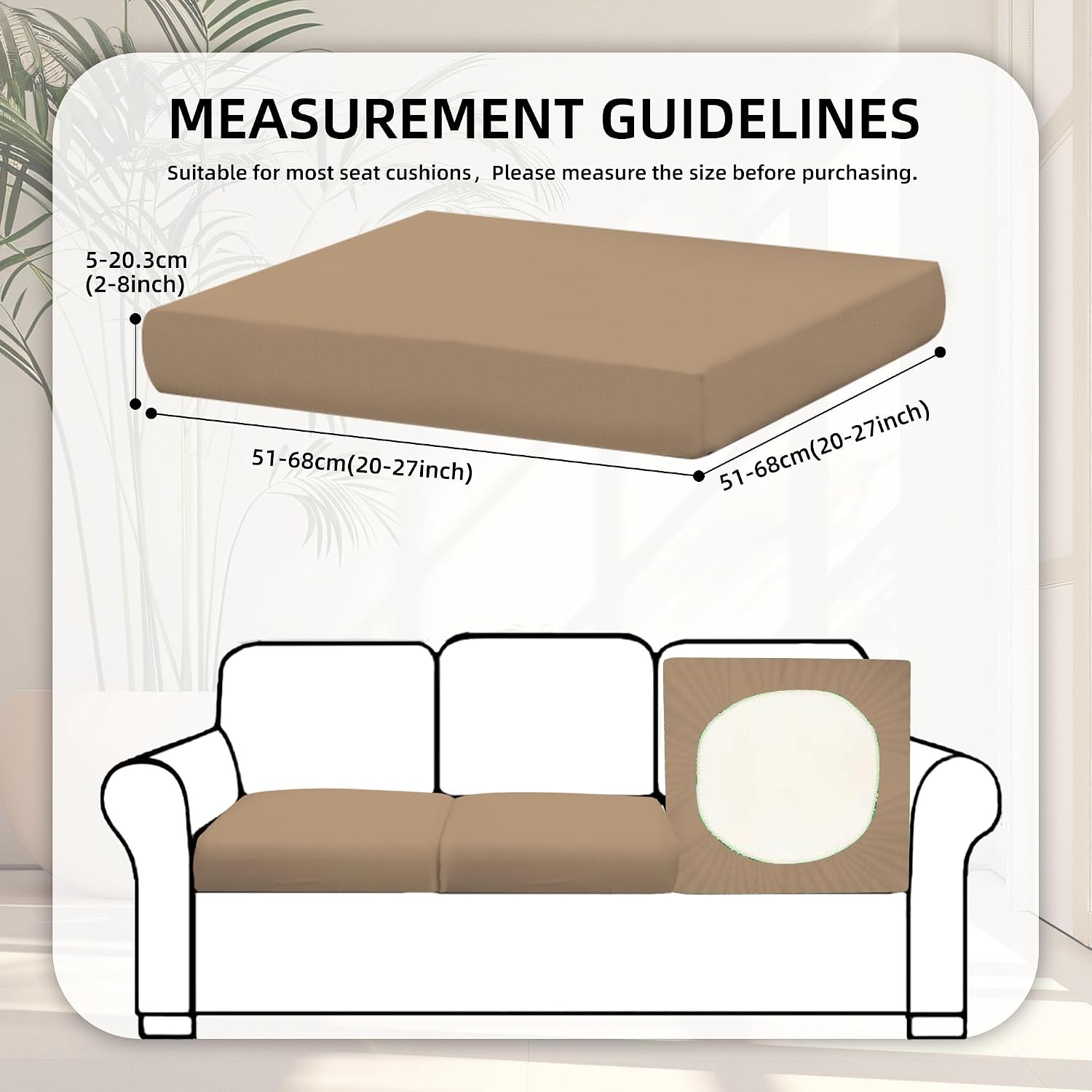 Thumbnail 1 de BIETYONE 8-Pack Outdoor Cushion Covers: Elastic Sofa Cushions for Patio (Fits 20–27 in Cushions)